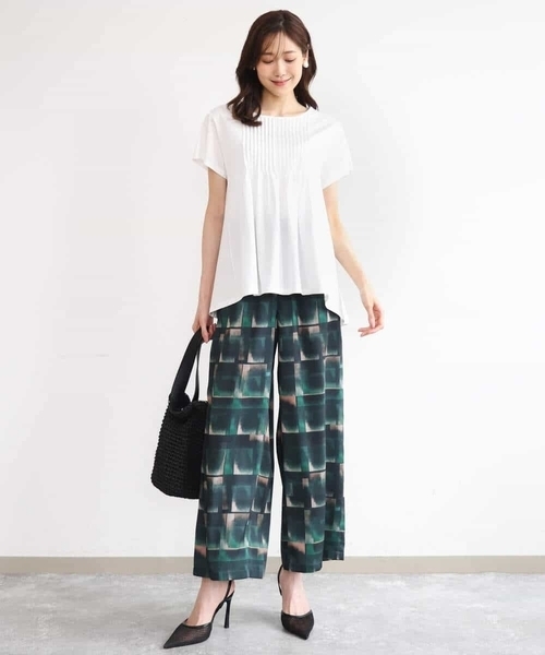 MK MICHEL KLEIN（エムケーミッシェルクラン）の「[接触冷感/洗える]アートプリント ワイドパンツ（その他パンツ・レディース・グリーン/ブルー・38）」の20枚目の写真