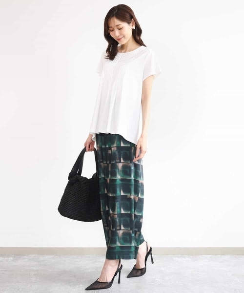MK MICHEL KLEIN（エムケーミッシェルクラン）の「[接触冷感/洗える]アートプリント ワイドパンツ（その他パンツ・レディース・グリーン/ブルー・38）」の21枚目の写真