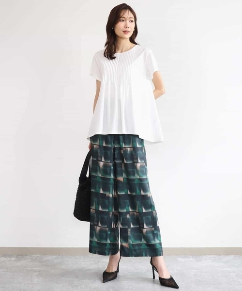 MK MICHEL KLEIN（エムケーミッシェルクラン）の「[接触冷感/洗える]アートプリント ワイドパンツ（その他パンツ・レディース・グリーン/ブルー・38）」の22枚目の写真