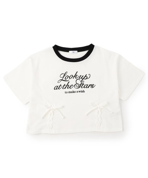 algy（アルジー）の「レースアップ半袖Tシャツ（Tシャツ/カットソー・キッズ・オフホワイト/サックスブルー/ブラック・140/130/160/150）」の2枚目の写真