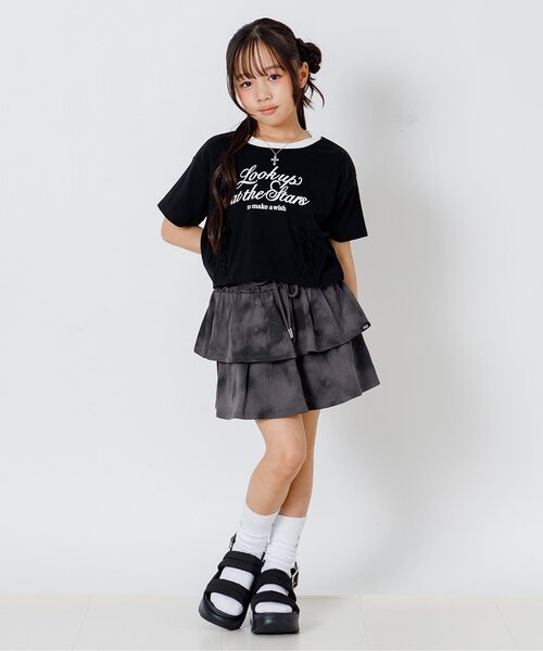 algy（アルジー）の「レースアップ半袖Tシャツ（Tシャツ/カットソー・キッズ・オフホワイト/サックスブルー/ブラック・140/130/160/150）」の4枚目の写真