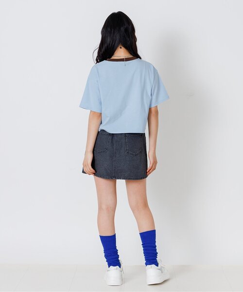 algy（アルジー）の「レースアップ半袖Tシャツ（Tシャツ/カットソー・キッズ・オフホワイト/サックスブルー/ブラック・140/130/160/150）」の7枚目の写真