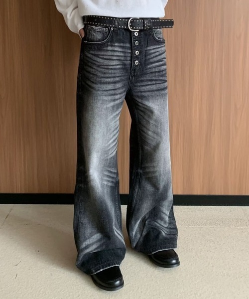 Ressaca（レサーカ）の「フロントボタンフレアデニムパンツ（デニムパンツ・メンズ・ブラック・L/M/XL）」の10枚目の写真
