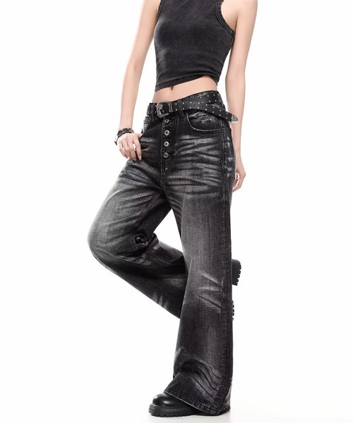 Ressaca（レサーカ）の「フロントボタンフレアデニムパンツ（デニムパンツ・メンズ・ブラック・L/M/XL）」の3枚目の写真