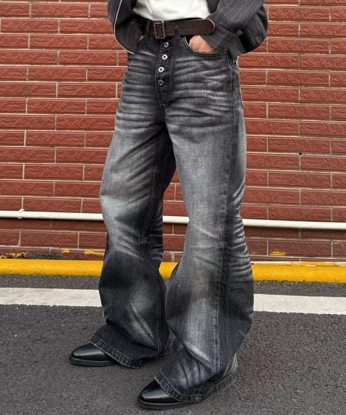 Ressaca（レサーカ）の「フロントボタンフレアデニムパンツ（デニムパンツ・メンズ・ブラック・L/M/XL）」の7枚目の写真