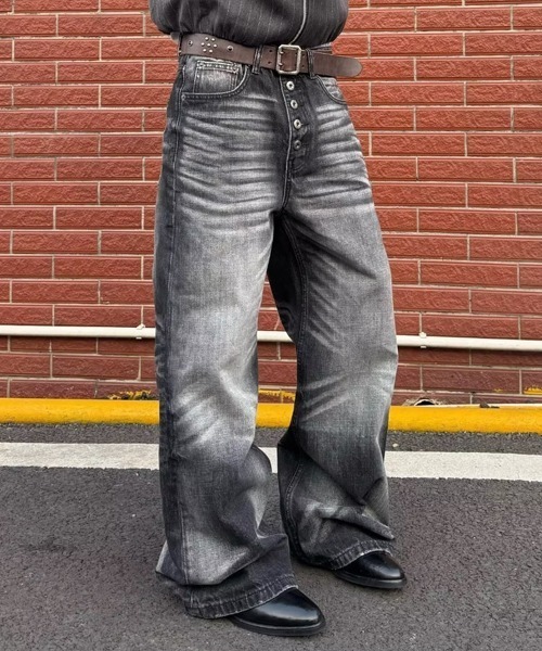 Ressaca（レサーカ）の「フロントボタンフレアデニムパンツ（デニムパンツ・メンズ・ブラック・L/M/XL）」の8枚目の写真