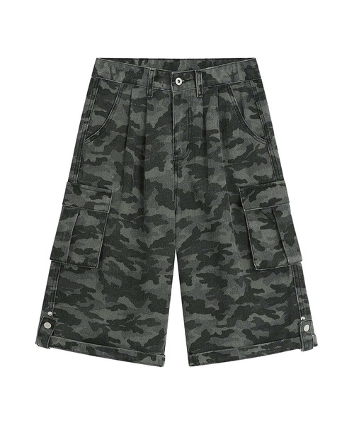 HOOK(フック)の「HOOK カモフラ ワイドカーゴハーフパンツ (SS)(カーゴパンツ・メンズ・マルチ・L/M/S)」の2枚目の写真