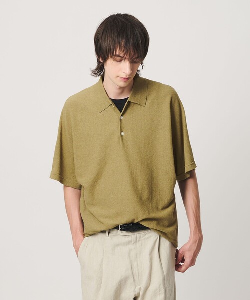 BEAUTY&YOUTH UNITED ARROWS(ビューティーアンドユースユナイテッドアローズ)の「リネン ブリーズ ドルマン 3B ポロニット ウォッシャブル(ポロシャツ・メンズ・ナチュラル/オリーブ/ブラック・XL/M/S/L)」の2枚目の写真