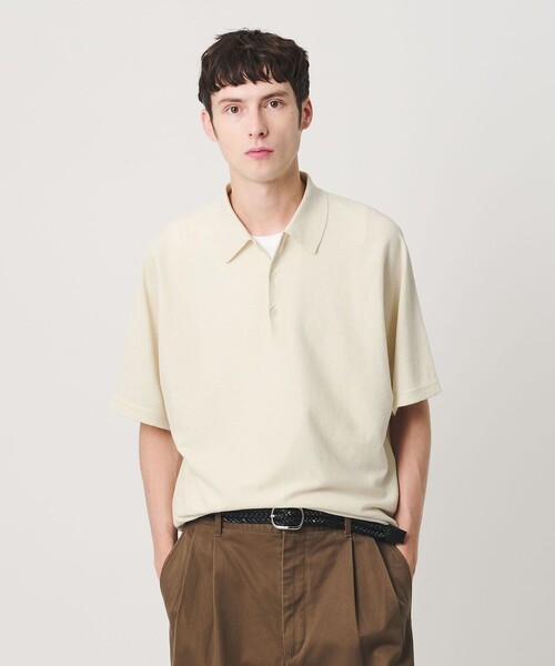 BEAUTY&YOUTH UNITED ARROWS(ビューティーアンドユースユナイテッドアローズ)の「リネン ブリーズ ドルマン 3B ポロニット ウォッシャブル(ポロシャツ・メンズ・ナチュラル/オリーブ/ブラック・XL/M/S/L)」の6枚目の写真