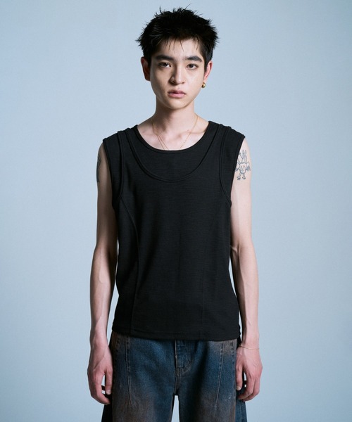 CLEL】High Vintage Design Layered Tank Top/ハイヴィンテージ