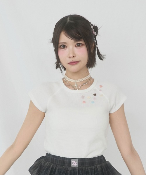 rumnel:(ルムネル)の「ランダムボタンワッフルTシャツ / Random Button Waffle T-Shirt(Tシャツ/カットソー・レディース・ホワイト/グレー系/ブラック・FREE)」の18枚目の写真