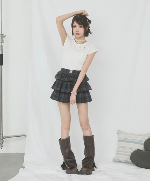 rumnel:(ルムネル)の「ランダムボタンワッフルTシャツ / Random Button Waffle T-Shirt(Tシャツ/カットソー・レディース・ホワイト/グレー系/ブラック・FREE)」の19枚目の写真