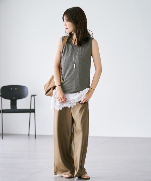 plage(プラージュ)の「Cutoff satin パンツ(その他パンツ・レディース・カーキ/ピンク/ベージュ・38/36/34)」の10枚目の写真