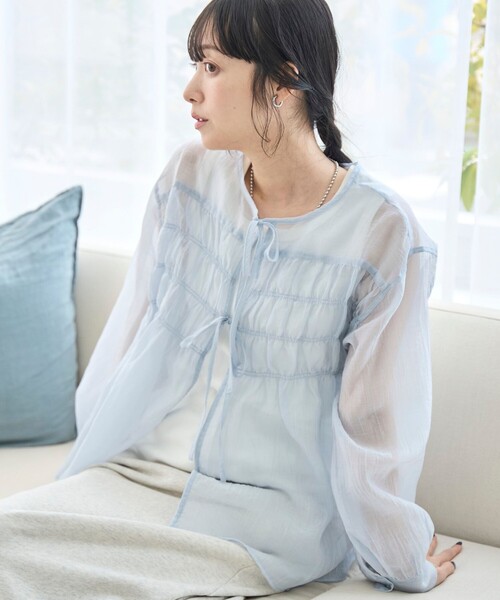coen(コーエン)の「【再入荷 / セットアイテム】シアーシャーリングシャツカーデセット(シャツ/ブラウス・レディース・ダークグレー/ライム/ライトブルー/ナチュラル・M/L)」の1枚目の写真