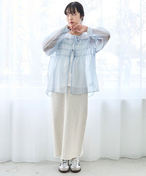 coen(コーエン)の「【再入荷 / セットアイテム】シアーシャーリングシャツカーデセット(シャツ/ブラウス・レディース・ダークグレー/ライム/ライトブルー/ナチュラル・M/L)」の7枚目の写真