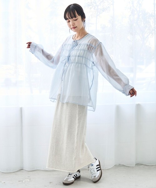 coen(コーエン)の「【再入荷 / セットアイテム】シアーシャーリングシャツカーデセット(シャツ/ブラウス・レディース・ダークグレー/ライム/ライトブルー/ナチュラル・M/L)」の8枚目の写真