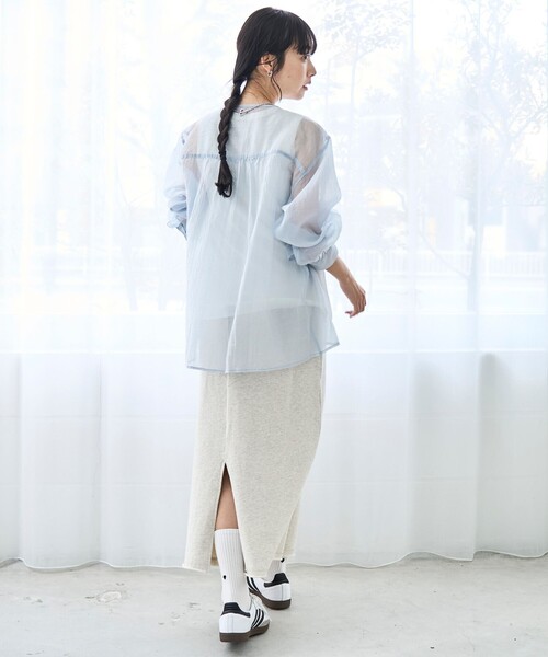 coen(コーエン)の「【再入荷 / セットアイテム】シアーシャーリングシャツカーデセット(シャツ/ブラウス・レディース・ダークグレー/ライム/ライトブルー/ナチュラル・M/L)」の9枚目の写真