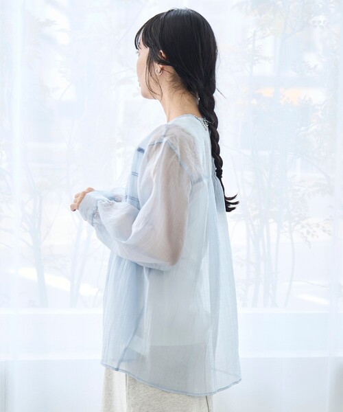 coen(コーエン)の「【再入荷 / セットアイテム】シアーシャーリングシャツカーデセット(シャツ/ブラウス・レディース・ダークグレー/ライム/ライトブルー/ナチュラル・M/L)」の11枚目の写真