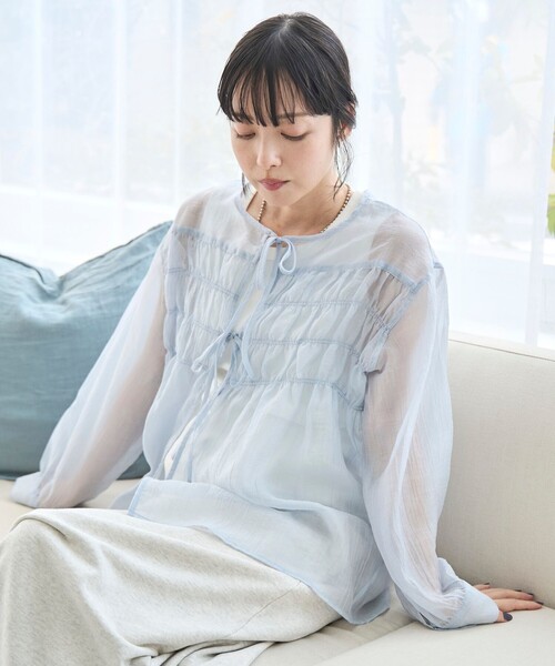 coen(コーエン)の「【再入荷 / セットアイテム】シアーシャーリングシャツカーデセット(シャツ/ブラウス・レディース・ダークグレー/ライム/ライトブルー/ナチュラル・M/L)」の12枚目の写真