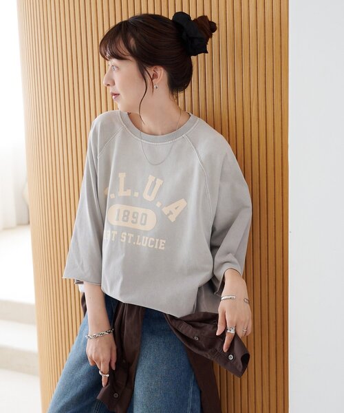 DISCOAT(ディスコート)の「【Enlude】ラグランフロッキーロゴプリントTシャツ《ユニセックス》(Tシャツ/カットソー・メンズ・グレイッシュベージュ/チャコールグレー/グリーン・FREE)」の8枚目の写真