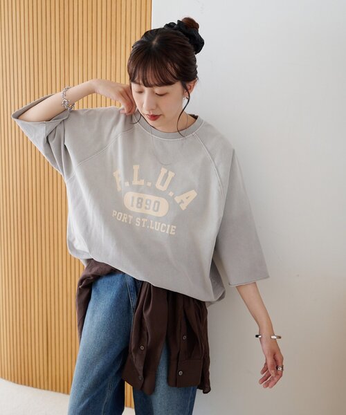 DISCOAT(ディスコート)の「【Enlude】ラグランフロッキーロゴプリントTシャツ《ユニセックス》(Tシャツ/カットソー・メンズ・グレイッシュベージュ/チャコールグレー/グリーン・FREE)」の10枚目の写真