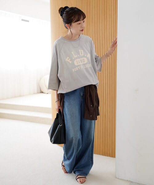 DISCOAT(ディスコート)の「【Enlude】ラグランフロッキーロゴプリントTシャツ《ユニセックス》(Tシャツ/カットソー・メンズ・グレイッシュベージュ/チャコールグレー/グリーン・FREE)」の12枚目の写真