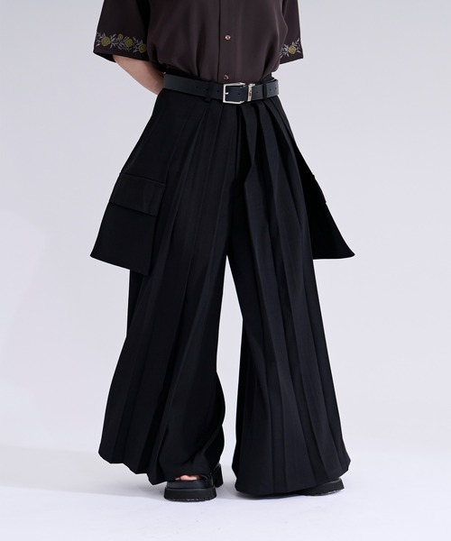 Ellno Loset（エルノロゼット）の「フラシポケットプリーツハカマパンツ（スラックス・メンズ・ブラック・X-SMALL/SMALL/MEDIUM/LARGE）」の9枚目の写真