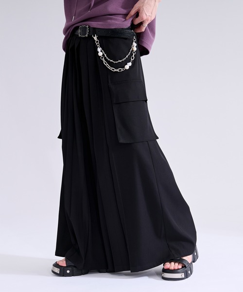 Ellno Loset（エルノロゼット）の「フラシポケットプリーツハカマパンツ（スラックス・メンズ・ブラック・X-SMALL/SMALL/MEDIUM/LARGE）」の16枚目の写真