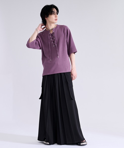Ellno Loset（エルノロゼット）の「フラシポケットプリーツハカマパンツ（スラックス・メンズ・ブラック・X-SMALL/SMALL/MEDIUM/LARGE）」の19枚目の写真