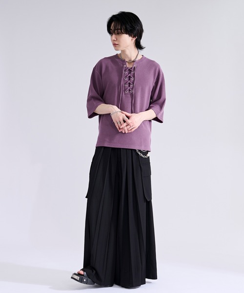Ellno Loset（エルノロゼット）の「フラシポケットプリーツハカマパンツ（スラックス・メンズ・ブラック・X-SMALL/SMALL/MEDIUM/LARGE）」の20枚目の写真