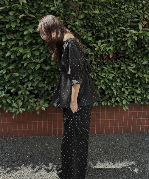 WILLFULLY(ウィルフリー)の「satin polka dot off shoulder lantern sleeve BL(シャツ/ブラウス・レディース・ブラウン/ブラック・FREE)」の11枚目の写真