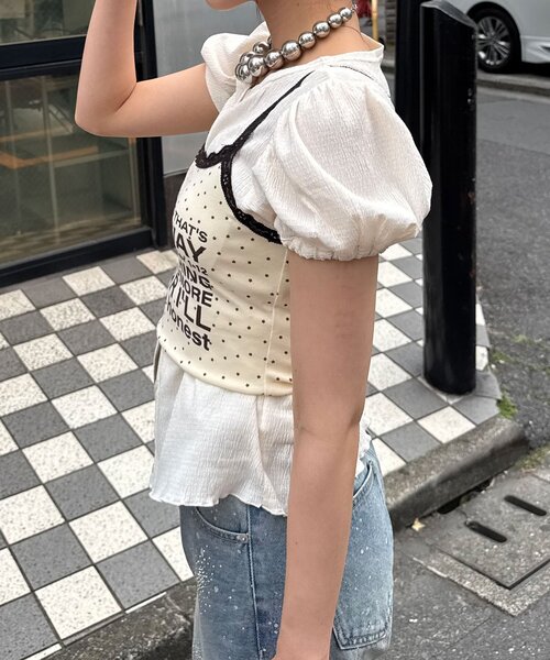 CIAOPANIC(チャオパニック)の「カップ付き星柄ロゴキャミソール(キャミソール・レディース・グレー/アイボリー/ブラウン・ONE SIZE)」の5枚目の写真
