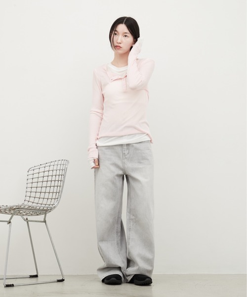 OFROOM(オフルーム)の「Lame Wide Denim|ラメワイドデニム(デニムパンツ・レディース・グレー/ブルー・SMALL/MEDIUM)」の6枚目の写真