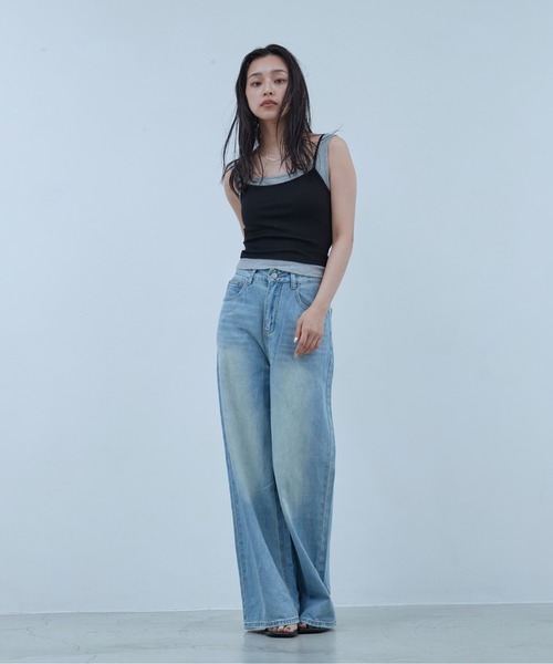 OFROOM(オフルーム)の「Lame Wide Denim|ラメワイドデニム(デニムパンツ・レディース・グレー/ブルー・SMALL/MEDIUM)」の14枚目の写真