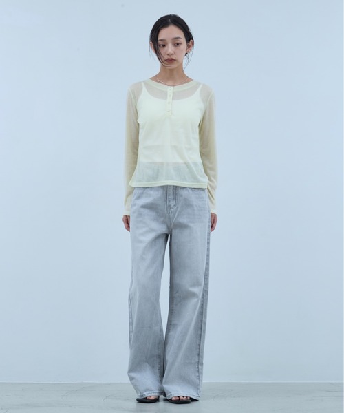 OFROOM(オフルーム)の「Lame Wide Denim|ラメワイドデニム(デニムパンツ・レディース・グレー/ブルー・SMALL/MEDIUM)」の4枚目の写真