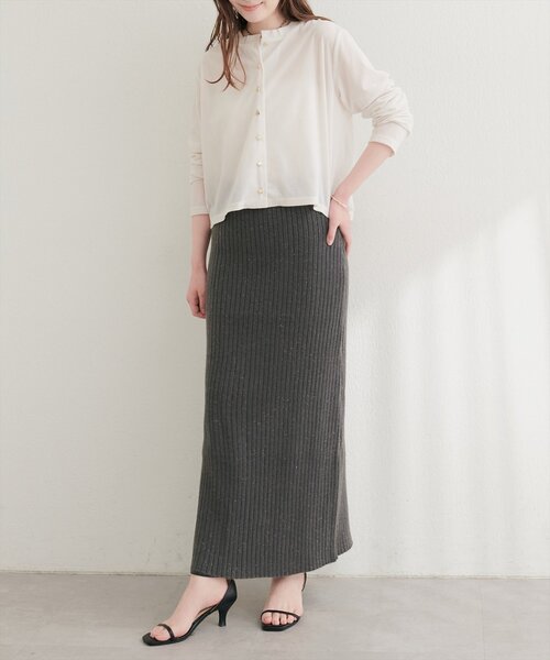 natural couture(ナチュラルクチュール)の「【6/12~6/14限定受注販売】ラメリブニットスカート(スカート・レディース・ミント/ブラック/ブラウン/チャコールグレー/アイボリー・LARGE/MEDIUM)」の3枚目の写真