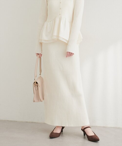natural couture(ナチュラルクチュール)の「【6/12~6/14限定受注販売】ラメリブニットスカート(スカート・レディース・ミント/ブラック/ブラウン/チャコールグレー/アイボリー・LARGE/MEDIUM)」の1枚目の写真