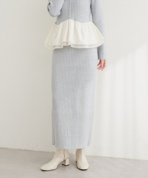 natural couture(ナチュラルクチュール)の「【6/12~6/14限定受注販売】ラメリブニットスカート(スカート・レディース・ミント/ブラック/ブラウン/チャコールグレー/アイボリー・LARGE/MEDIUM)」の5枚目の写真