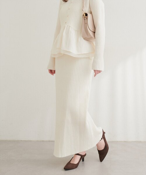 natural couture(ナチュラルクチュール)の「【6/12~6/14限定受注販売】ラメリブニットスカート(スカート・レディース・ミント/ブラック/ブラウン/チャコールグレー/アイボリー・LARGE/MEDIUM)」の7枚目の写真