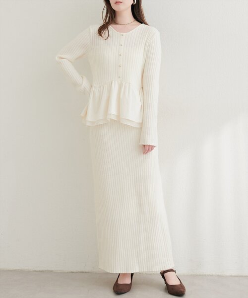 natural couture(ナチュラルクチュール)の「【6/12~6/14限定受注販売】ラメリブニットスカート(スカート・レディース・ミント/ブラック/ブラウン/チャコールグレー/アイボリー・LARGE/MEDIUM)」の8枚目の写真