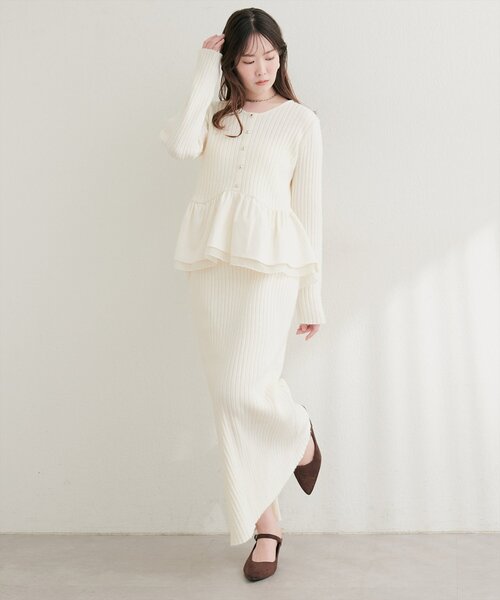 natural couture(ナチュラルクチュール)の「【6/12~6/14限定受注販売】ラメリブニットスカート(スカート・レディース・ミント/ブラック/ブラウン/チャコールグレー/アイボリー・LARGE/MEDIUM)」の9枚目の写真