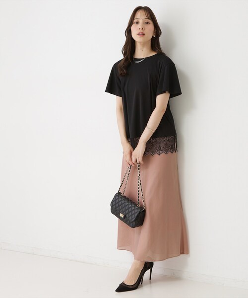 COUP DE CHANCE(クードシャンス)の「【手洗い可/日本製/接触冷感】裾レースカットソー(Tシャツ/カットソー・レディース・ブラック/ホワイト/ライトブルー/ホワイト系1・38/34)」の14枚目の写真