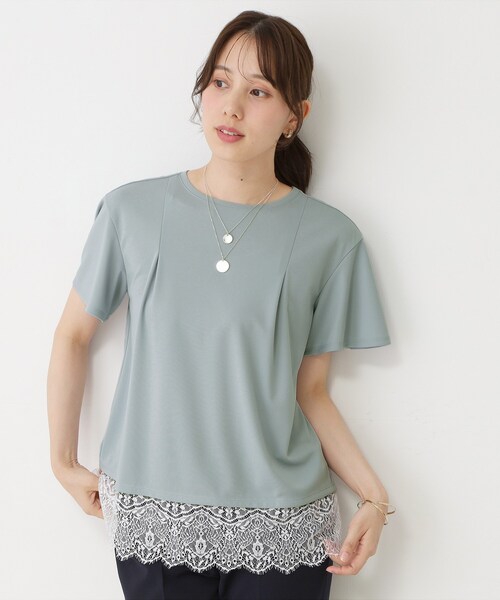COUP DE CHANCE(クードシャンス)の「【手洗い可/日本製/接触冷感】裾レースカットソー(Tシャツ/カットソー・レディース・ブラック/ホワイト/ライトブルー/ホワイト系1・38/34)」の18枚目の写真