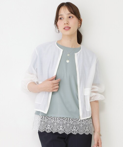 COUP DE CHANCE(クードシャンス)の「【手洗い可/日本製/接触冷感】裾レースカットソー(Tシャツ/カットソー・レディース・ブラック/ホワイト/ライトブルー/ホワイト系1・38/34)」の19枚目の写真