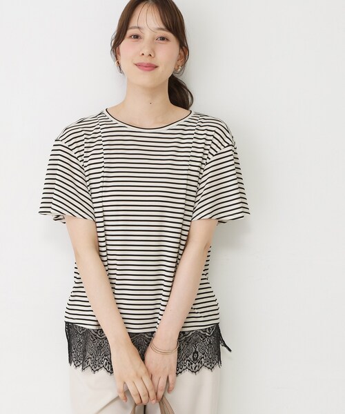 COUP DE CHANCE(クードシャンス)の「【手洗い可/日本製/接触冷感】裾レースカットソー(Tシャツ/カットソー・レディース・ブラック/ホワイト/ライトブルー/ホワイト系1・38/34)」の22枚目の写真