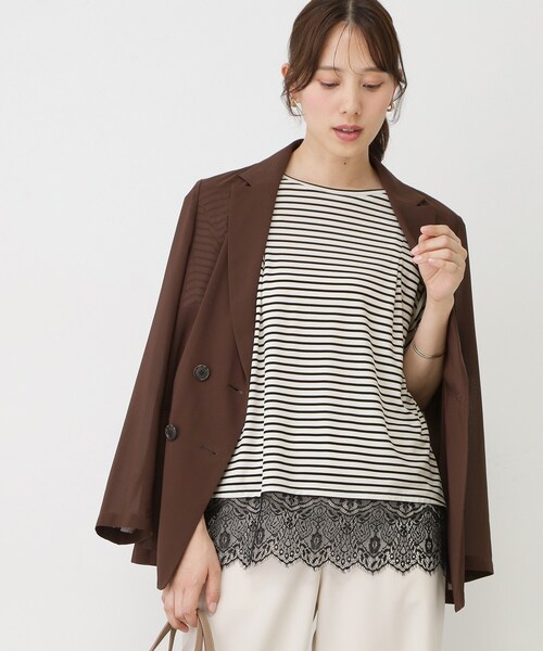 COUP DE CHANCE（クードシャンス）の「【手洗い可／日本製／接触冷感】裾レースカットソー（Tシャツ/カットソー・レディース・ブラック/ホワイト/ライトブルー/ホワイト系1・38/34）」の12枚目の写真