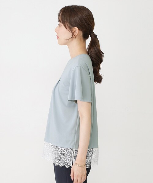 COUP DE CHANCE（クードシャンス）の「【手洗い可／日本製／接触冷感】裾レースカットソー（Tシャツ/カットソー・レディース・ブラック/ホワイト/ライトブルー/ホワイト系1・38/34）」の6枚目の写真