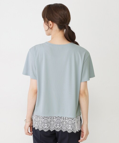 COUP DE CHANCE（クードシャンス）の「【手洗い可／日本製／接触冷感】裾レースカットソー（Tシャツ/カットソー・レディース・ブラック/ホワイト/ライトブルー/ホワイト系1・38/34）」の7枚目の写真