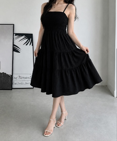 Miniministore(ミニミニストア)の「ティアードキャミワンピース シャーリング(ワンピース・レディース・ブラック/ライトブルー/ミント・FREE)」の13枚目の写真