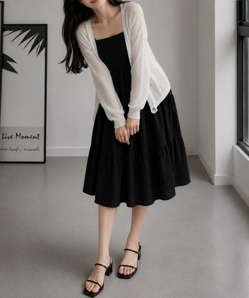 Miniministore(ミニミニストア)の「ティアードキャミワンピース シャーリング(ワンピース・レディース・ブラック/ライトブルー/ミント・FREE)」の11枚目の写真
